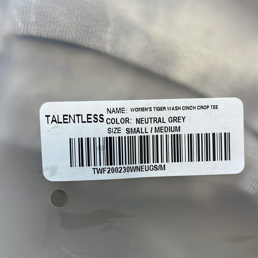 NWT TALENTLESS WOMENS SWEATPANTS & CINCH CROP CREW- TIGER WASH- NEUTRAL GRAY - Picture 12 of 12